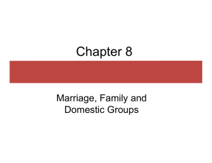Chapter 8 Marriage, Family and Domestic Groups