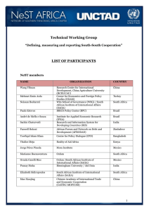 Technical Working Group  LIST OF PARTICIPANTS “Defining, measuring and reporting South-South Cooperation”