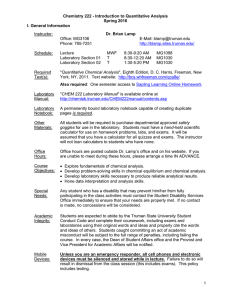 Chemistry 222 - Introduction to Quantitative Analysis Spring 2016 I. General Information