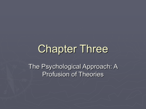 Chapter Three The Psychological Approach: A Profusion of Theories