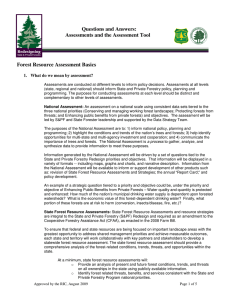 Questions and Answers: Assessments and the Assessment Tool Forest Resource Assessment Basics