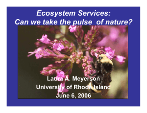 Ecosystem Services: Can we take the pulse  of nature?