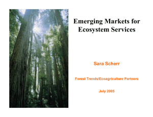Emerging Markets for Ecosystem Services Sara Scherr Forest Trends/Ecoagriculture Partners