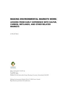 MAKING ENVIRONMENTAL MARKETS WORK: LESSONS FROM EARLY EXPERIENCE WITH SULFUR,