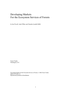 Developing Markets For the Ecosystem Services of Forests