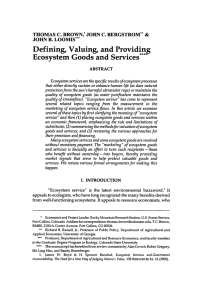 Defining,  Valuing, and Providing Ecosystem  Goods  and Services*