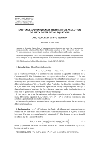 EXISTENCE AND UNIQUENESS THEOREM FOR A SOLUTION OF FUZZY DIFFERENTIAL EQUATIONS