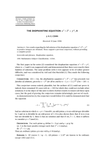 THE DIOPHANTINE EQUATION , II + = y