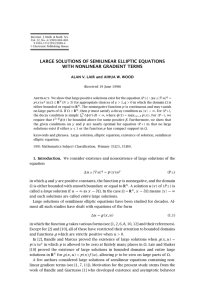 LARGE SOLUTIONS OF SEMILINEAR ELLIPTIC EQUATIONS WITH NONLINEAR GRADIENT TERMS