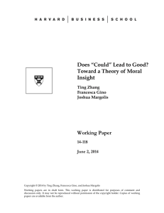 Does “Could” Lead to Good? Toward a Theory of Moral Insight Working Paper
