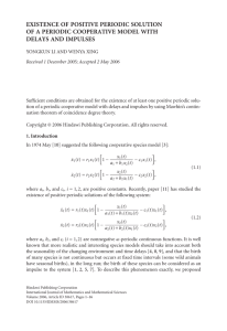 EXISTENCE OF POSITIVE PERIODIC SOLUTION OF A PERIODIC COOPERATIVE MODEL WITH