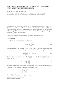 SUBCLASSES OF WITH RUSCHEWEYH DERIVATIVES α