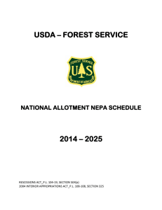 USDA – FOREST SERVICE 2014 – 2025 NATIONAL ALLOTMENT NEPA SCHEDULE