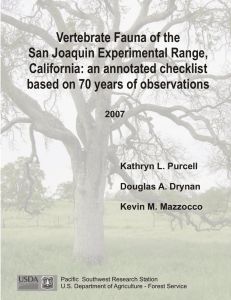 Vertebrate Fauna of the San Joaquin Experimental Range, California: an annotated checklist