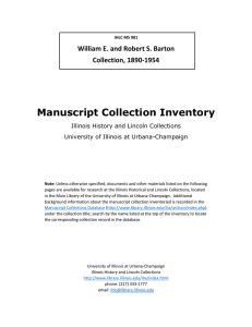 Manuscript Collection Inventory William E. and Robert S. Barton Collection, 1890-1954