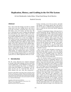 Replication, History, and Grafting in the Ori File System Abstract Stanford University