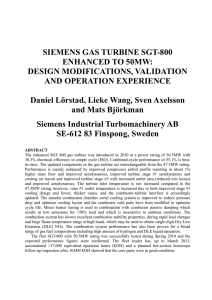 SIEMENS GAS TURBINE SGT-800 ENHANCED TO 50MW: DESIGN MODIFICATIONS, VALIDATION