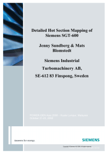 Detailed Hot Section Mapping of Siemens SGT-600  Jenny Sundberg &amp; Mats