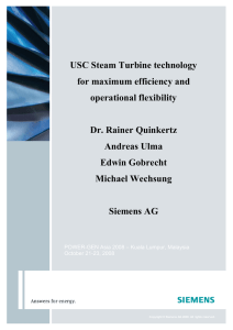 USC Steam Turbine technology for maximum efficiency and operational flexibility