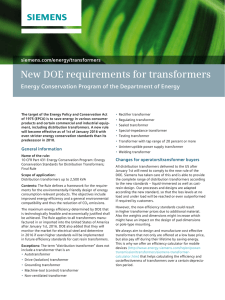 New DOE requirements for transformers siemens.com/energy/transformers