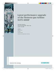 Latest performance upgrade of the Siemens gas turbine SGT5-4000F Answers for energy.
