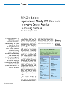 BENSON Boilers— Experience in Nearly 1000 Plants and Innovative Design Promise Continuing Success