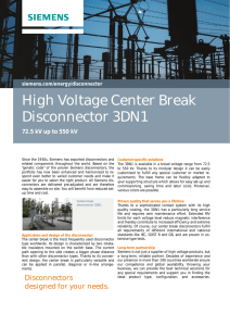 High Voltage Center Break Disconnector 3DN1 72.5 kV up to 550 kV