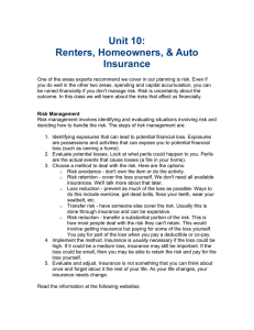 Unit 10: Renters, Homeowners, &amp; Auto Insurance