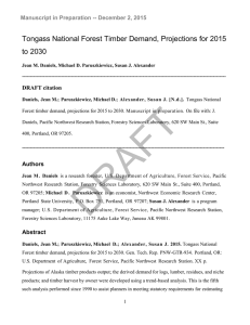 Tongass National Forest Timber Demand, Projections for 2015 to 2030