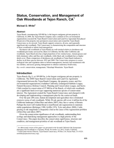Status, Conservation, and Management of  Oak Woodlands at Tejon Ranch, CA