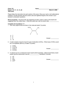 Please follow the instructions for each section of the exam.... problems. Provide answers with the correct units and significant figures.... Chem