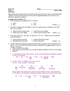 Please follow the instructions for each section of the exam.... problems. Provide answers with the correct units and significant figures.... Chem 121