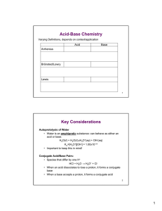 Acid-Base Chemistry Key Considerations