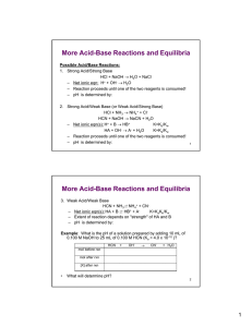 More Acid-Base Reactions and Equilibria
