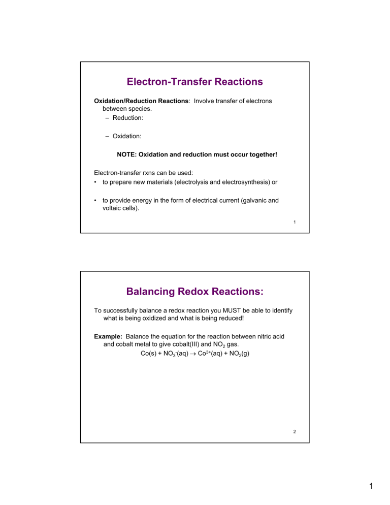 Electron Transfer Reactions