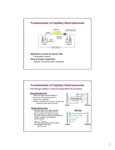 Fundamentals of Capillary Electrophoresis • Separation is driven by electric field