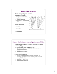 Atomic Spectroscopy • Atomic Energy Diagrams Revisited • Information Provided: • Atomic Processes: