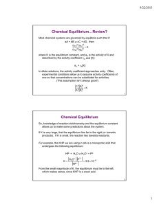 Chemical Equilibrium…Review? 9/22/2015    