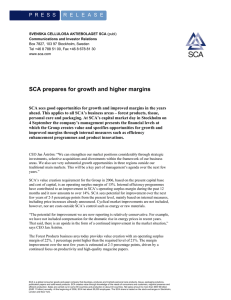 SCA prepares for growth and higher margins