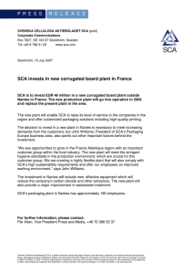 P R E S S   R E L... SCA invests in new corrugated board plant in France