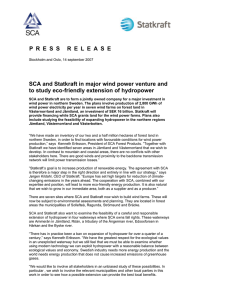 P R E S S   R E L...  SCA and Statkraft in major wind power venture and