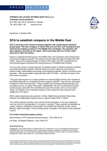 SCA to establish company in the Middle East