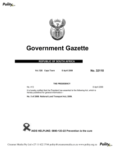 Government Gazette 32110 No. REPUBLIC OF SOUTH AFRICA