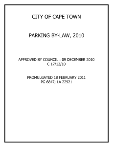 CITY OF CAPE TOWN  PARKING BY-LAW, 2010