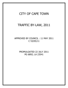 CITY OF CAPE TOWN TRAFFIC BY-LAW, 2011