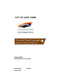 CITY OF CAPE TOWN  FINAL DRAFT (Prepared By P B S Consulting)