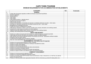CAPE TOWN TOURISM MINIMUM REQUIREMENTS FOR ACCOMMODATION ESTABLISHMENTS  CATEGORY Y/N