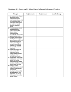 Worksheet III.1. Examining My School/District’s Current Policies and Practices