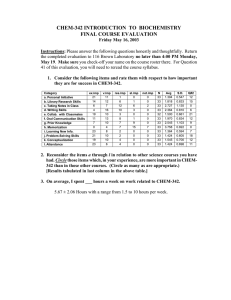 CHEM-342 INTRODUCTION  TO  BIOCHEMISTRY FINAL COURSE EVALUATION