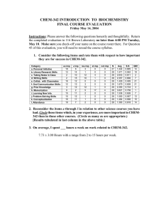 CHEM-342 INTRODUCTION  TO  BIOCHEMISTRY FINAL COURSE EVALUATION